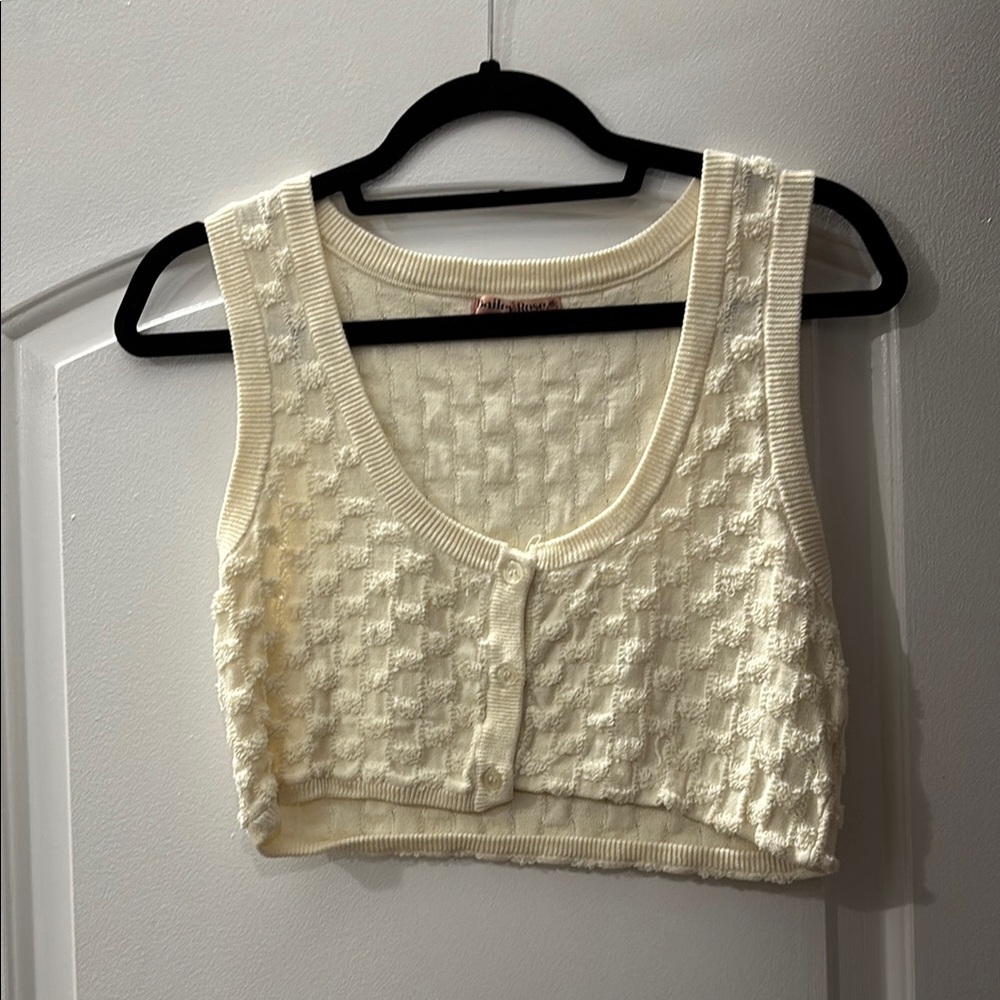 Cream Textured Knit Crop Top